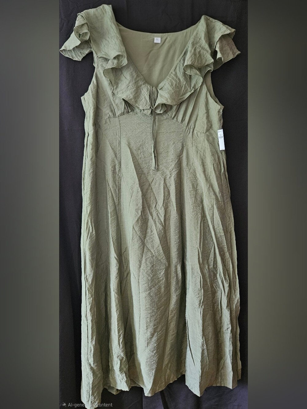 Women's OLd Navy Olive Green Sleeveless Ruffle-Neck Skirt Sz. L